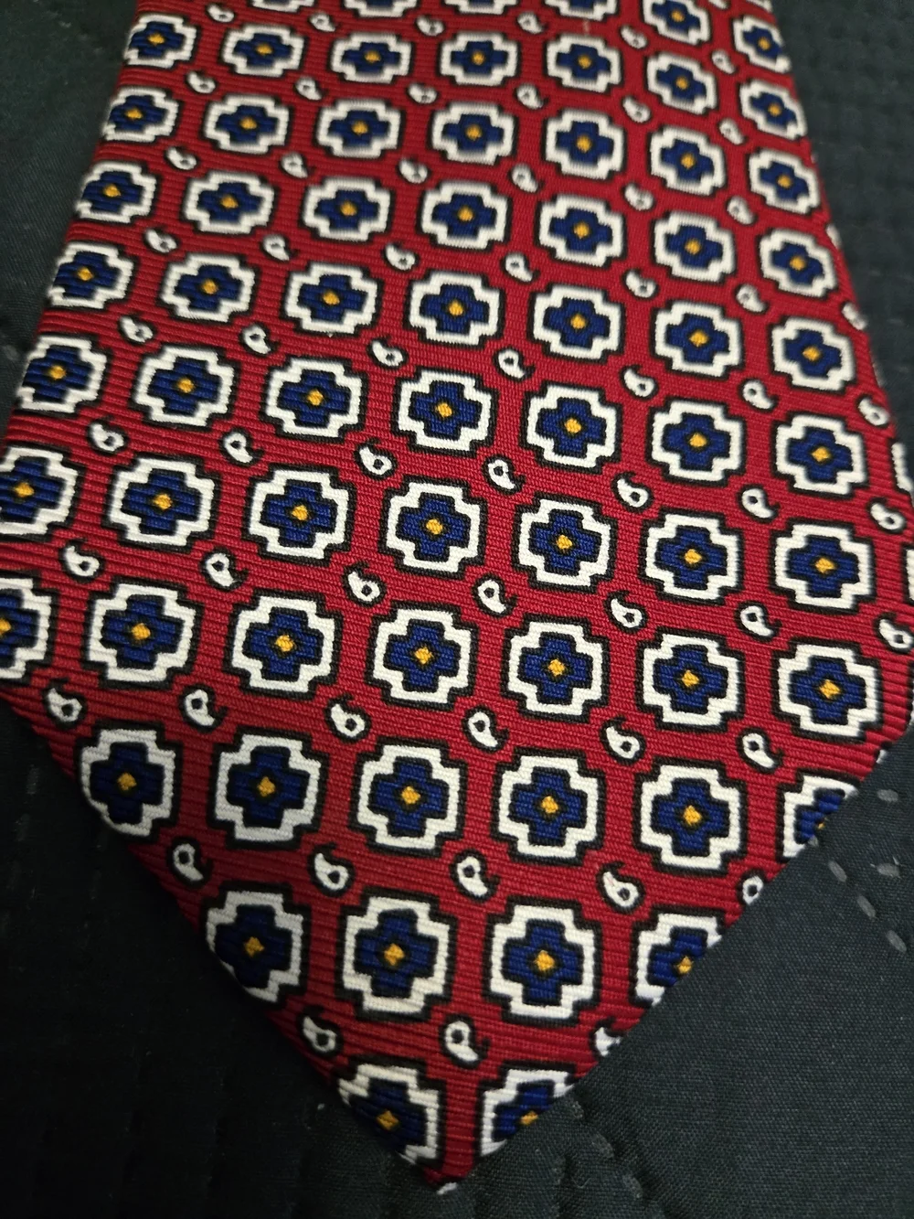 Polo By Ralph Lauren Men's Red Geometric Silk Tie #583